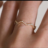 0.3ct Round Cut Moissanite Zig Zag Women Wedding Band 14k Yellow Gold Plated