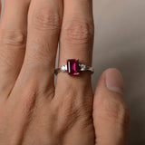1.2ct Emerald Cut Pink Ruby Engagement Ring 14k White Gold Finish Diamond Accent