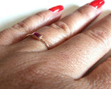 0.5ct Engagement Ring Baguette Pink Ruby Solitaire Minimalist 14k Rose Gold Over