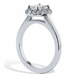 2.3ct Emerald Cut Diamond Engagement Ring Halo Pear Accent 14k White Gold Finish