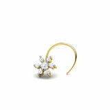 0.4ct Round Cut Diamond Floral Nose Pin Ring Piercing Women 14k Yellow Gold Over