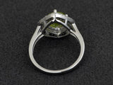 2.3ct Engagement Ring Round Cut Green Peridot Dual Halo 14k White Gold Finish