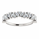 1.5ct Marquise Cut Diamond Floral Eternity Engagement Ring 14k White Gold Finish