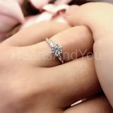 0.5ct Round Cut Moissanite Twisted Solitaire Engage Ring 14k White Gold Plated