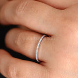 0.1ct Round Cut Moissanite Minimalist Women Wedding Band 14k White Gold Plated