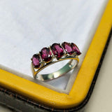 2.5ct Wedding Ring Band Oval Cut Pink Ruby Five Stone 14k White Gold Finish