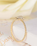 Beaded Sea Turtle Engagement Ring 1.5ct Round Cut Diamond 14k Rose Gold Finish