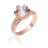 2ct Round Cut Diamond Engagement Ring 14k Rose Gold Finish Lotus Flower Design