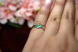 0.2ct Engagement Ring Round Cut Green Emerald Bypass Trilogy 14k White Gold Over