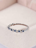 1ct Round Cut Blue Sapphire Milgrain Stackable Wedding Band 14k WhiteGold Finish