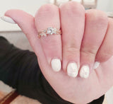 2ct Round Cut Diamond Floral Leaf Solitaire with Accent Ring 14k RoseGold Finish