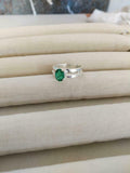 2ct Engagement Ring Oval Cut Green Emerald Split Shank 14k White Gold Finish