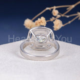2.2ct Round Cut Moissanite Open Dual Halo Engagement Ring 14k White Gold Plated