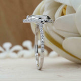 2ct Pear Cut Black Diamond Engagement Ring Halo 14k WhiteGold Finish with Accent
