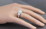 Halo Antique Vintage Engagement Ring 3ct Round Cut Diamond 14k White Gold Finish