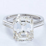 2Ct Emerald Cut Diamond Solitaire Ring 14K White Gold Finish and Baguette Accent