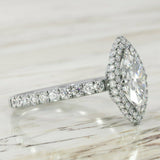 4Ct Marquise Cut Diamond Accent Edge Halo Engagement Ring 14K White Gold Finish