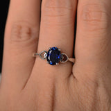 1ct Oval Cut Blue Sapphire Promise Solitaire Engagement Ring 14k White Gold Over