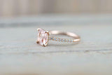 1.3ct Cushion Cut Peach Morganite Engagement Ring 14k Rose Gold Over Hidden Halo