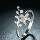 2ct Round Cut Diamond Engagement Ring 14k White Gold Finish Floral Leaf Bypass