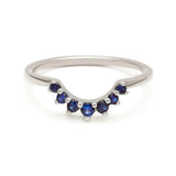 0.22ct Round Cut Blue Sapphire Wedding Band 14k Yellow Gold Finish Crown Tiara