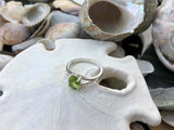 1ct Engagement Ring Oval Cut Green Peridot Split Shank 14k White Gold Finish