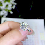 Baguette Halo Solitaire Engagement Ring 2ct Round Cut Diamond 14k WhiteGold Over