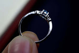 0.4ct Engagement Ring Oval Cut Blue Topaz Solitaire Women 14k White Gold Finish