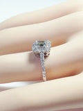 2Ct Emerald Cut Diamond Halo Engagement Ring 14K White Gold Finish Round Accents
