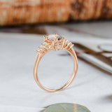 1.5ct Oval Cut Peach Morganite Engagement Ring Diamond Accents 14k RoseGold Over