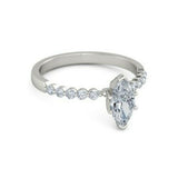 2Ct Marquise Cut Diamond Petite Solitaire Engagement Ring 14K White Gold Finish