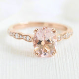 1.9ct Oval Cut Peach Morganite Solitaire Engagement Ring 14k Rose Gold Finish