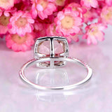 2ct Cushion Morganite Engagement Ring Diamond Accents Halo 14k White Gold Finish