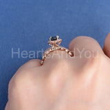 2.2ct Round Cut Simulated London Blue Topaz Halo Bridal Set 14k Rose Gold Plated