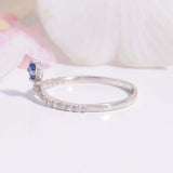 1.2ct Round Cut Blue Sapphire Engagement Ring Curved Shape 14k White Gold Finish