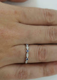 1ct Round Blue Sapphire Wedding Band Stackable Half Eternity 14k White Gold Over
