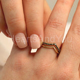 0.3ct Round Simulated Black Diamond Curved Wedding Band 14k Yellow Gold Plated