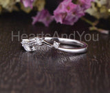 0.1ct Round Cut Moissanite Curved Leaf Women Wedding Band 14k White Gold Plated