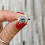 0.5ct Emerald Simulated Diamond Bezel Set Engagement Ring 14k Yellow Gold Plated