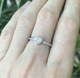 1.3ct Round Diamond Engagement Ring Solitaire with Accents 18k White Gold Finish