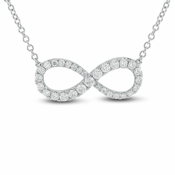 1.2ct Round Cut Diamond Infinity Wedding Pendant with Chain 14k WhiteGold Finish