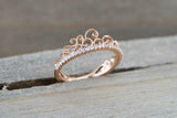 1ct Round Cut Diamond Engagement Ring 14k Rose Gold Finish Crown Tiara Milgrain