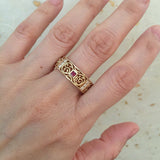 1ct Princess Cut Pink Ruby Filigree Wedding Band Ring 14k Yellow Gold Finish