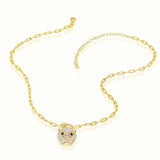 1ct Round Cut Moissanite Panther Paperclip Pendant Chain 14k Yellow Gold Plated