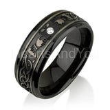 0.15ct Round Cut Moissanite Celtic Claddagh Wedding Band 14k Black Gold Plated