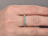 0.3ct Round Cut Simulated Emerald Half Eternity Wed Band 14k White Gold Plated