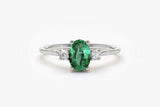 0.2ct Oval Cut Simulated Green Emerald Three Stone Ring 14k Yellow Gold Plated