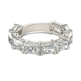 4Ct Radiant Cut Diamond East West Iced Wedding Band Ring 14K White Gold Finish