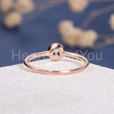 1ct Round Cut Simulated Morganite Bezel Set Engagement Ring 14k Rose Gold Plated