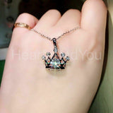 1ct Round Cut Moissanite Princess Crown Pendant with Chain 14k White Gold Plated